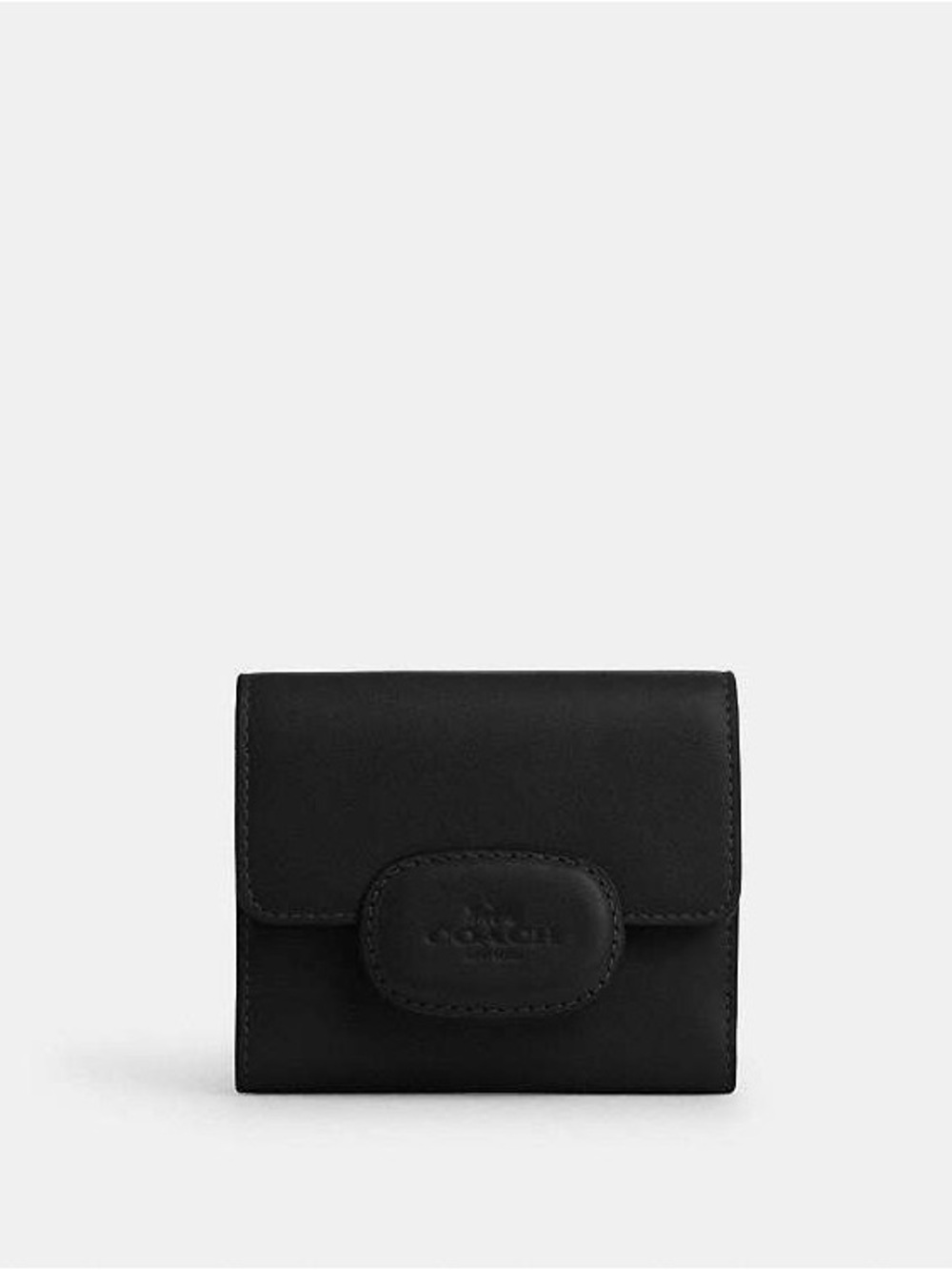 Coach Eliza Black Leather Compact Wallet with Embossed Logo 💳🖤